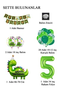 5 Yaş Dinazor Temalı Doğum Günü Seti