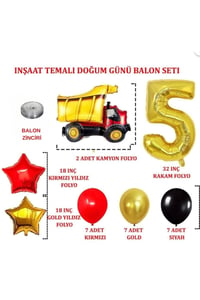 5 Yaş İnşaat Temalı Doğum Günü Parti Kutlama Seti