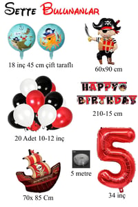 5 Yaş Korsan Temalı Doğum Günü  Parti Kutlama Seti 