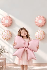 5'li Pembe Fiyonk Papatya Desenli Folyo Balon Seti – Doğum Günü Parti Süsü