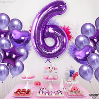 6 Altı Rakam Mor Folyo Balon 32