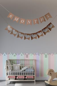 6 Months Yarım Yaş Kraft Retro Banner Ve Kalp Banner Süs  2Li Set