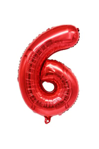 6 Rakam Kırmızı Folyo Balon 34 inç 76-82 cm