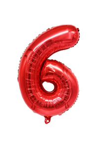 6 Rakam Kırmızı Folyo Balon 34 inç 76-82 cm