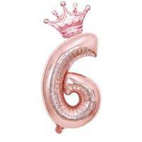 6 Rose Gold Rakam ve Kral Tacı Folyo Balon Doğum Günü Parti Kutlama Seti