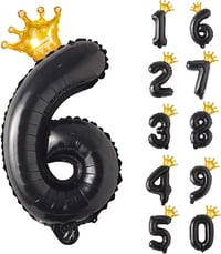 6  Siyah Folyo Ve Kral Tacı Parti Kutlama Seti