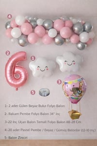 6 Yaş Pembe Bulut Perisi Doğum Günü Konsept Seti