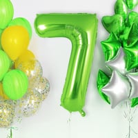 7 Rakam Açık Yeşil Folyo Balon 32-34