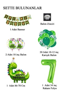 7 Yaş Dinazor Temalı Doğum Günü Seti