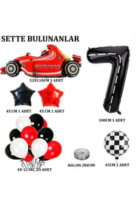 7 Yaş Yarış Arabası Temalı Doğum Günü Parti Kutlama Balon Seti 