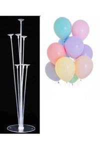 7'li Balon Standı ve 10 Adet Karışık Makaron Balon Set