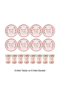 8 Adet Bride To Be Temalı Tabak Bardak Set