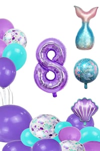 8 Yaş Deniz Kızı Temalı Doğum Günü Parti Kutlama Seti Konsept 1 