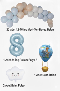 8 Yaş Mavi Gökyüzü Doğum Günü Konsepti