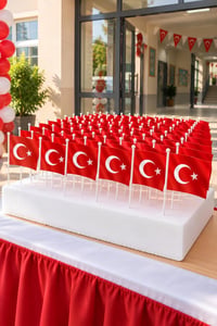 80 Adet Çubuklu Türk Bayrağı – Ay Yıldız Baskılı Kağıt Bayrak 12x20 cm