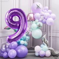 9 Dokuz Rakam Mor Folyo Balon 32