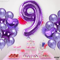 9 Dokuz Rakam Mor Folyo Balon 32