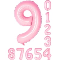 9 Dokuz Rakam Pembe Folyo Balon 34