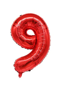 9 Rakam Kırmızı Folyo Balon 34 inç 76-82 cm