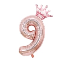 9 Rose Gold Rakam ve Kral Tacı Folyo Balon Doğum Günü Parti Kutlama Seti