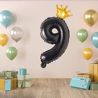 9 Siyah Folyo ve Kral Tacı Parti Kutlama Seti