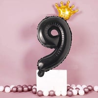 9 Siyah Folyo ve Kral Tacı Parti Kutlama Seti