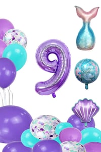 9 Yaş Deniz Kızı Temalı Doğum Günü Parti Kutlama Seti Konsept 1 