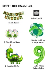 9 Yaş Dinazor Temalı Doğum Günü Seti