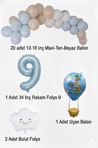 9 Yaş Mavi Gökyüzü Doğum Günü Konsepti
