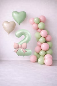 Adaçayı Yeşili & Pembe 2 Yaş Doğum Günü Balon Süsleme Seti