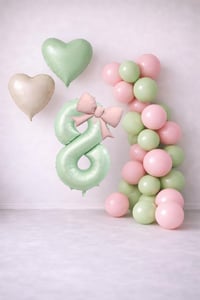 Adaçayı Yeşili & Pembe 8 Yaş Doğum Günü Balon Süsleme Seti