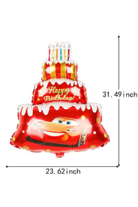 Araba Temalı Pasta Şeklinde Folyo Balon Happy Birthday Doğum Günü Balonu 80×60 cm
