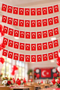 Ay Yıldız Büyük Boy İpli Bayrak 50 Adet 9x6 cm
