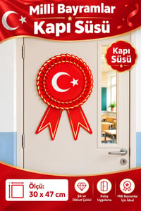 Ay Yıldızlı Türk Bayrağı Milli Bayramlar Kapı Süsü 30x47 cm