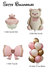 Baby Shower Retro Ayıcık Temalı Kız Bebek Kutlama Seti