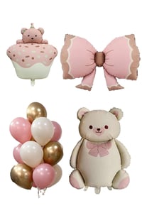 Baby Shower Retro Ayıcık Temalı Kız Bebek Kutlama Seti