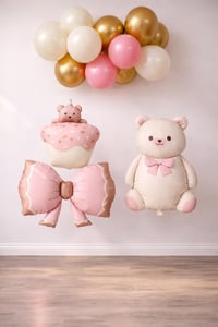Baby Shower Retro Ayıcık Temalı Kız Bebek Kutlama Seti