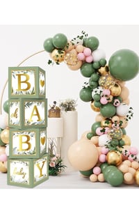 Baby Yazılı Adaçayı Konsept Baby Shower Dekorasyon Kutu Set