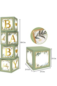 Baby Yazılı Adaçayı Konsept Baby Shower Dekorasyon Kutu Set