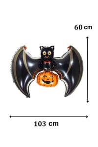 Bal Kabağı ve Yarasa Büyük Boy 103x60 Cm Folyo Balon Halloween Cadılar Bayramı Parti Malzemesi
