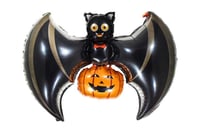 Bal Kabağı ve Yarasa Büyük Boy 103x60 Cm Folyo Balon Halloween Cadılar Bayramı Parti Malzemesi