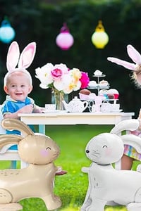 Bej 3D Büyük Boy Tavşan Folyo Balon