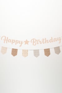 Bej Bohem Happy Birthday Banner Seti – Ekose Flamalı Doğum Günü Süsleme Dekorasyon Seti