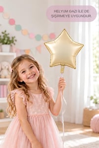 Bej Yıldız Folyo Balon 45 cm - Bebek Çocuk Parti Kutlama