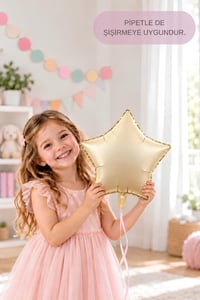 Bej Yıldız Folyo Balon 45 cm - Bebek Çocuk Parti Kutlama