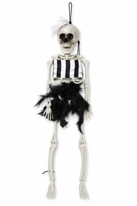 Beyaz Fiyonklu Tüllü İskelet Süs 43 Cm Halloween Cadılar Bayramı Parti Malzemesi