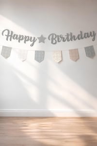 Bohem Happy Birthday Banner Seti – Ekose Flama Süslü Doğum Günü Dekorasyon Bannerı