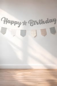 Bohem Happy Birthday Banner Seti – Ekose Flama Süslü Doğum Günü Dekorasyon Bannerı