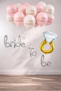 Bride To Be Balon Set; Baskılı Balon, Gümüş Folyo ve Tek Taş Yüzük