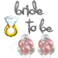 Bride To Be Balon Set; Baskılı Balon, Gümüş Folyo ve Tek Taş Yüzük